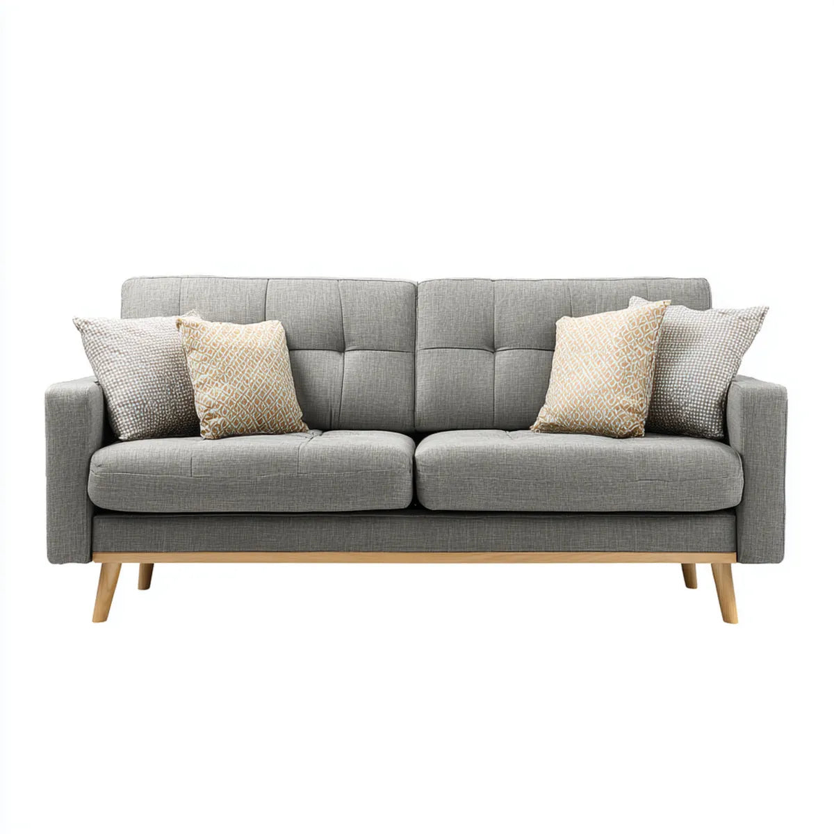 3-Sitzer Sofa Grau 200 x 85 x 86 cm Polyester Rechteckig
