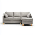 Ecksofa mit Recamiere Grau 220 x 145 x 85 cm Polyester Massivholz rechteckig