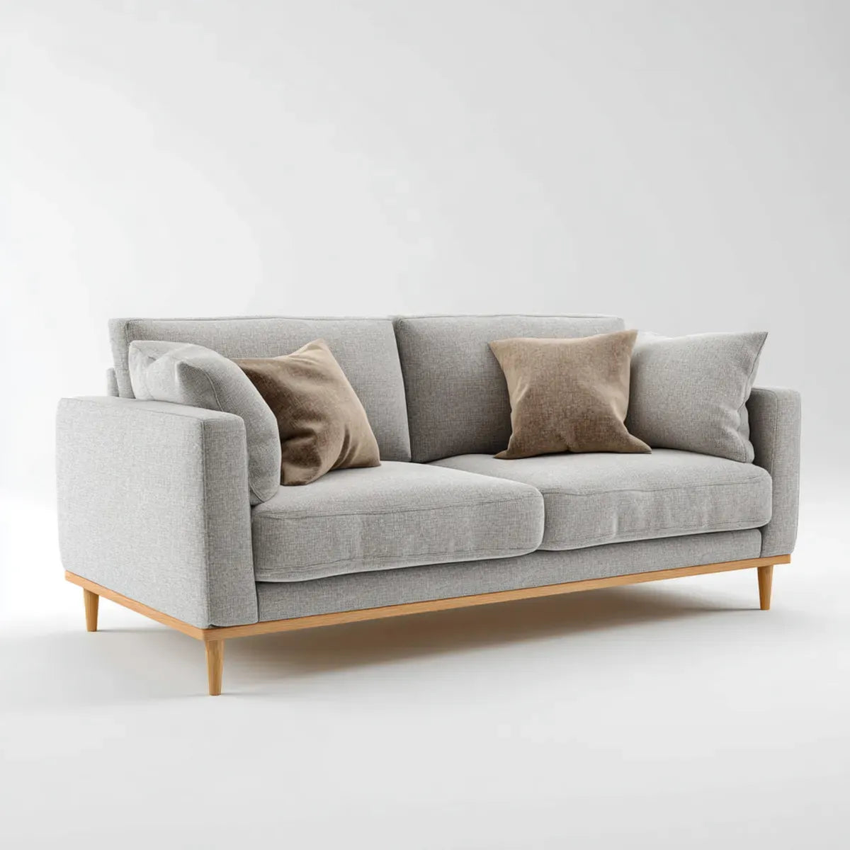 3-Sitzer Sofa Hellgrau 210 x 90 x 85 cm Polyesterbezug Massivholzfüße Rechteckig