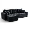 Ecksofa mit Recamiere Schwarz 280 x 165 x 85 cm Polyester-Samt L-Form