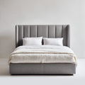 Polsterbett Doppelbett Grau 180 x 200 cm mit gepolstertem Kopfteil aus Polyester rechteckig