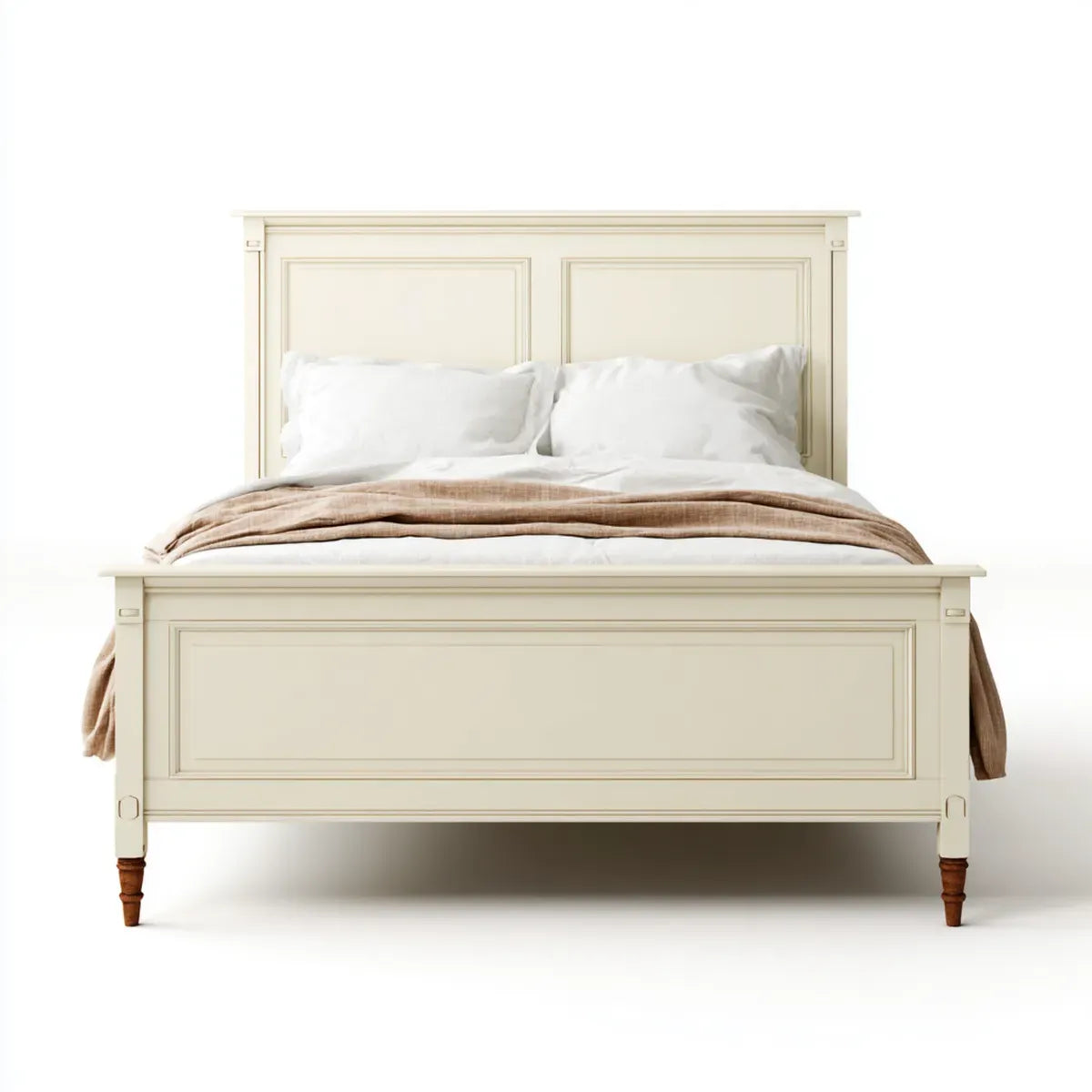 Doppelbett Bettgestell Cremeweiß 160 x 200 cm Kiefer-Massivholz Rechteckig
