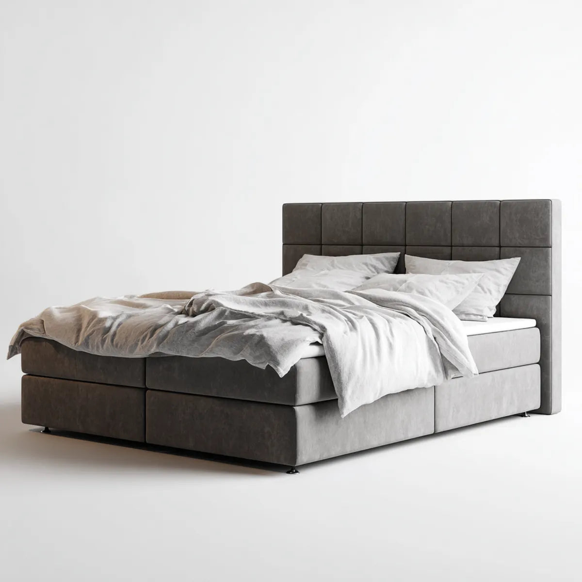Boxspringbett Doppelbett Dunkelgrau 180 x 200 cm Polyester-Samt Rechteckig