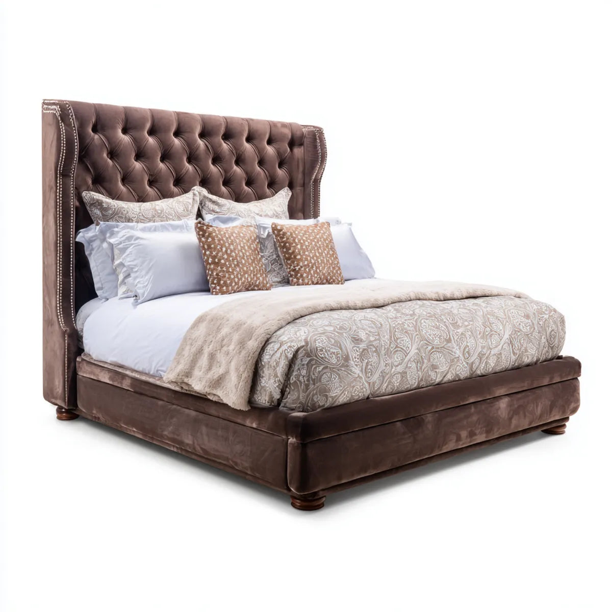 Polsterbett Doppelbett Braun 180 x 200 cm Polyester-Samt Rechteckig