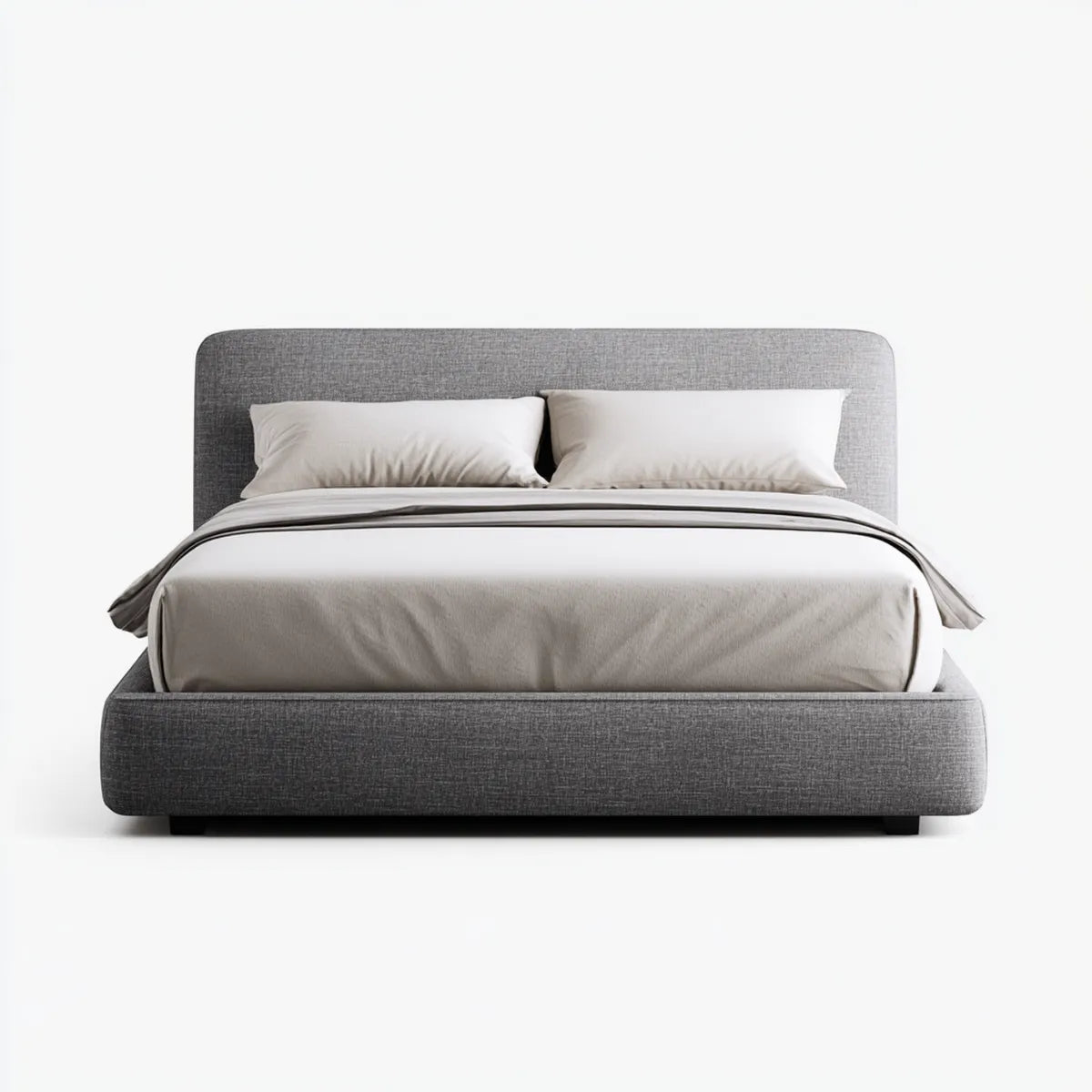 Doppelbett Polsterbett Grau 180 x 200 cm Polyester Rechteckig