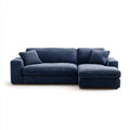 Ecksofa mit Recamiere rechts Dunkelblau 250 x 160 cm Cordbezug Polyester