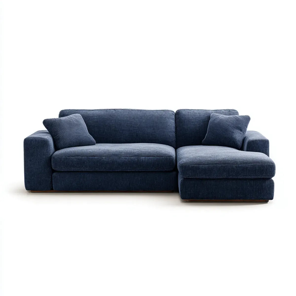 Ecksofa mit Recamiere rechts Dunkelblau 250 x 160 cm Cordbezug Polyester
