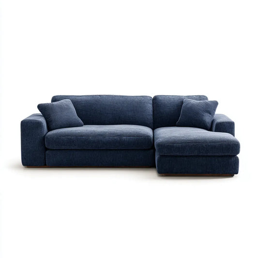 Ecksofa mit Recamiere rechts Dunkelblau 250 x 160 cm Cordbezug Polyester