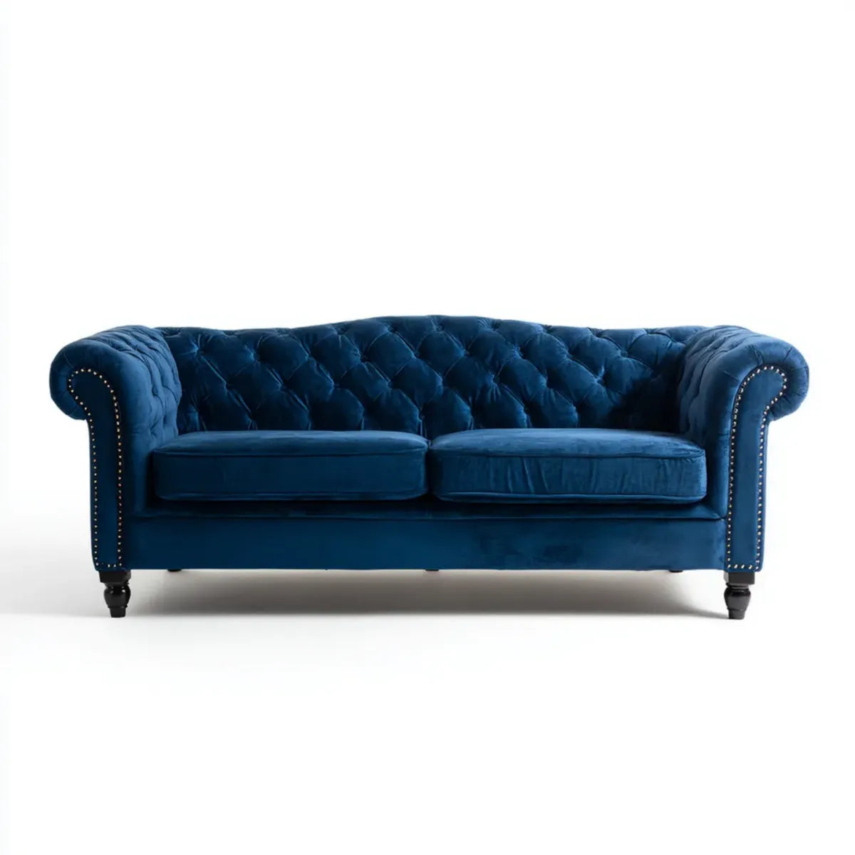 Chesterfield Sofa 2-Sitzer Dunkelblau 180 x 90 x 78 cm Polyester-Samt Rechteckig