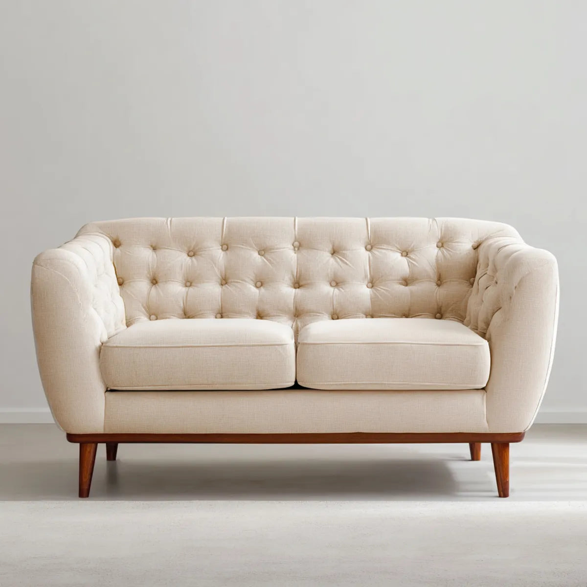 Zweisitzer Sofa Creme 160 x 88 x 86 cm Polyester Rechteckig