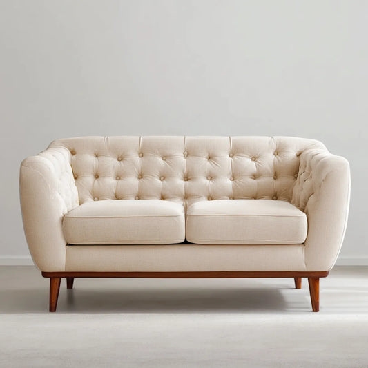 Zweisitzer Sofa Creme 160 x 88 x 86 cm Polyester Rechteckig