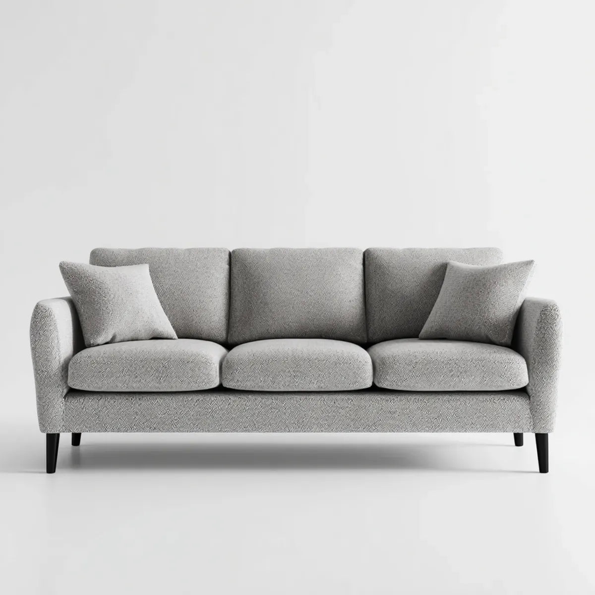 3-Sitzer Sofa Hellgrau 210 x 88 x 86 cm mit Bouclé-Polyesterbezug und schwarzen Stahlfüßen