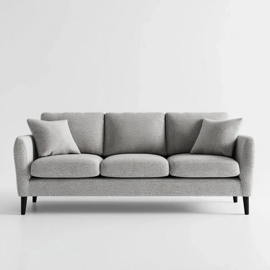 3-Sitzer Sofa Hellgrau 210 x 88 x 86 cm mit Bouclé-Polyesterbezug und schwarzen Stahlfüßen