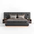 Doppelbett Set Anthrazit 180 x 200 cm mit Polyesterbezug MDF-Rahmen und gepolstertem Kopfteil