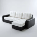 Ecksofa mit Recamiere Weiß Schwarz 260 x 160 x 85 cm PU-Kunstleder L-Form